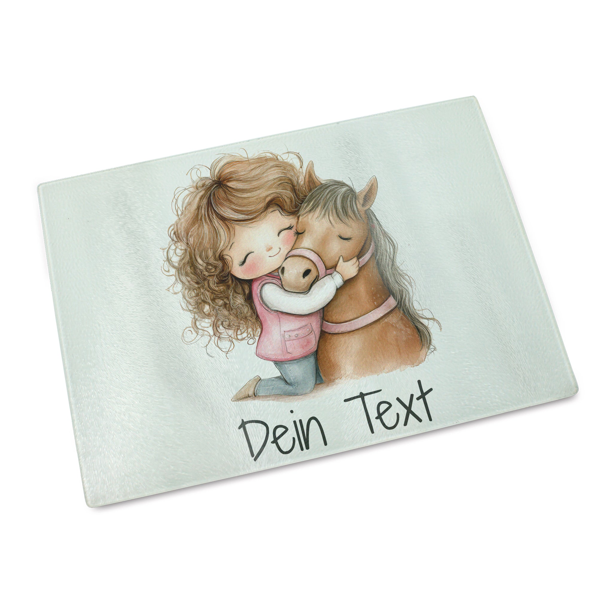 Frühstücksbrettchen Glas mit Mädchen und Pferd