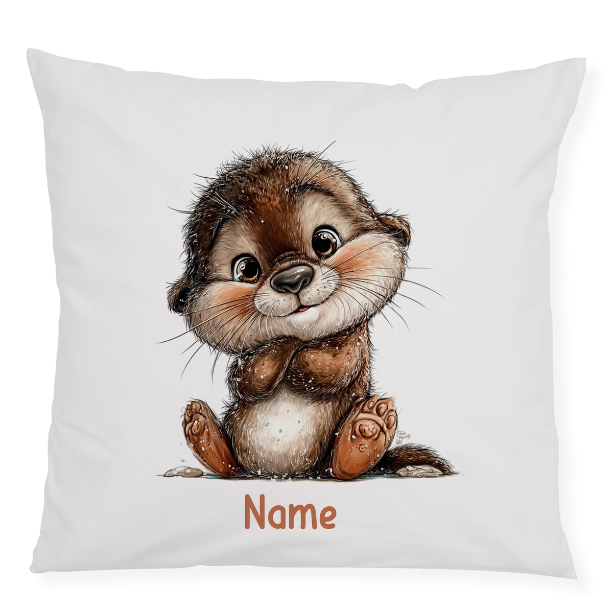 Personalisierter Kissenbezug mit Ottermotiv und Wunschname