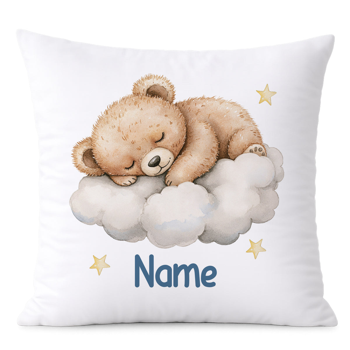 Kissen mit schlafendem Bären auf Wolke, personalisierbar.