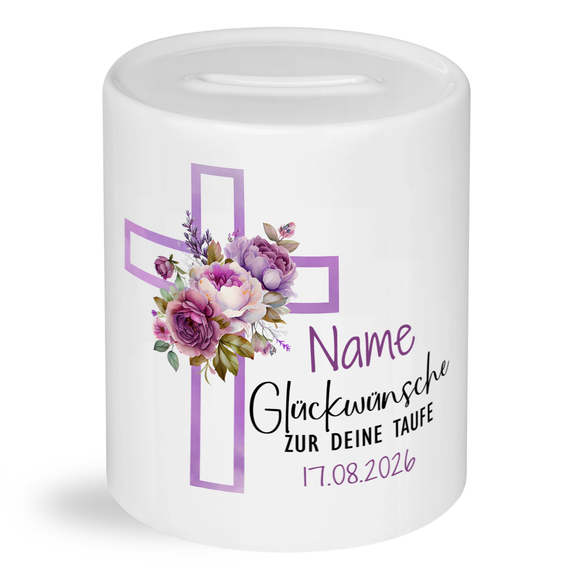 Spardose Taufe mit Blumenmotiv - Ein persönliches Geschenk zur Feier