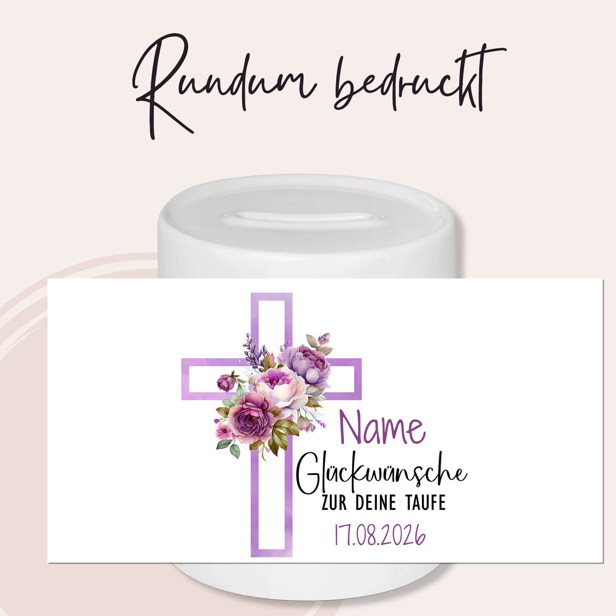 Spardose Taufe mit Blumenmotiv - Ein persönliches Geschenk zur Feier