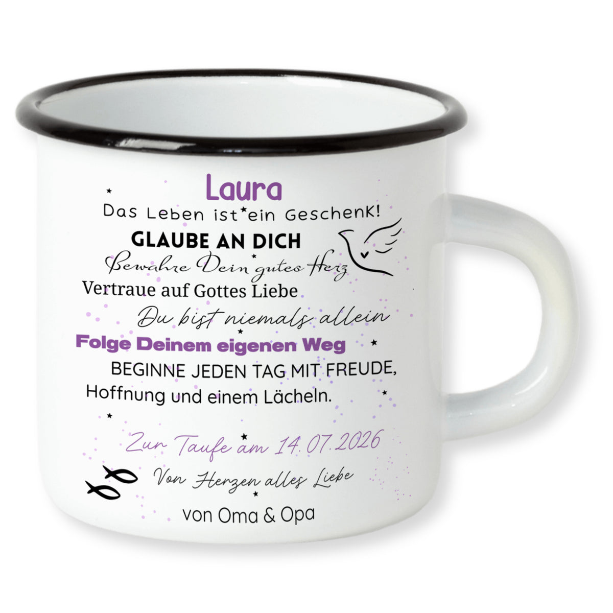 Emaile Becher Taufe - Ein Geschenk voller Glauben und Liebe