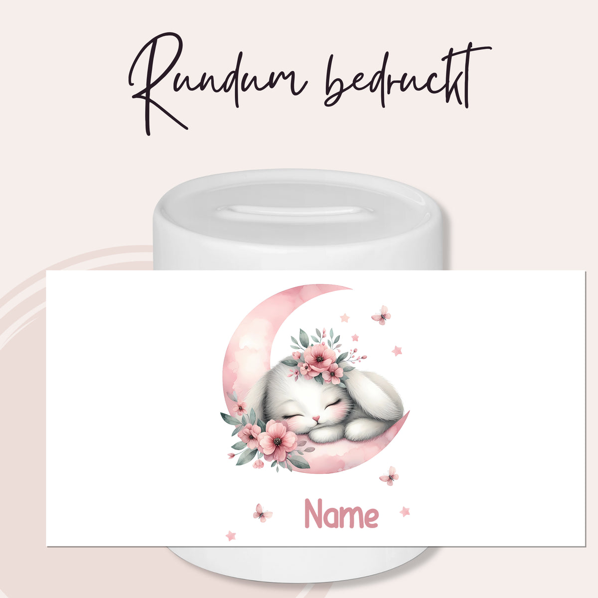 Spardose mit schlafenden Kaninchen- Für kleine Träumer
