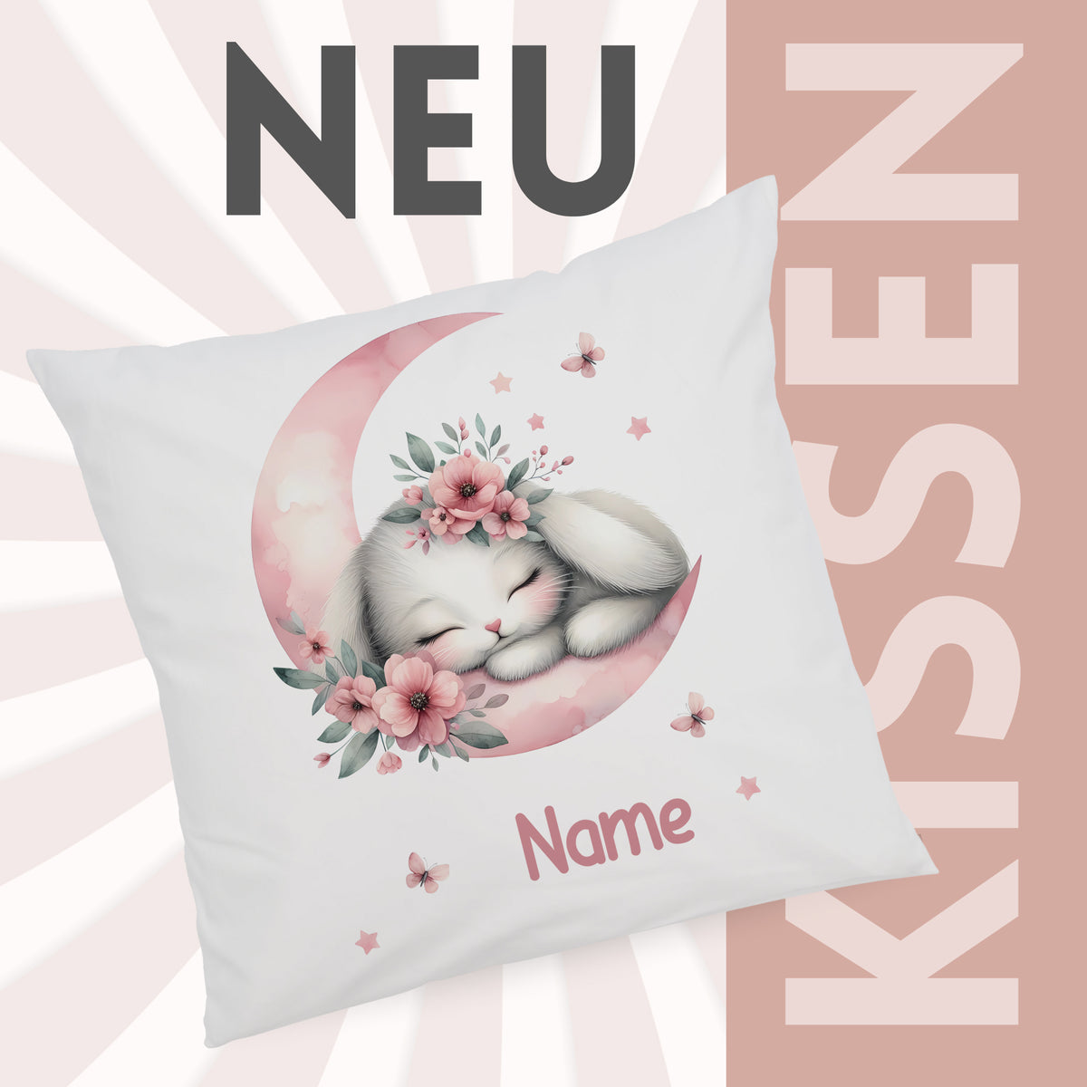 Kissen mit schlafendem Kaninchen - Für süße Träume