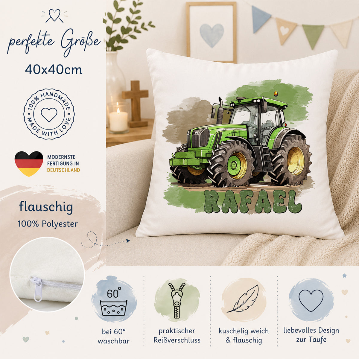 Kissen Traktor - Für junge Abenteurer