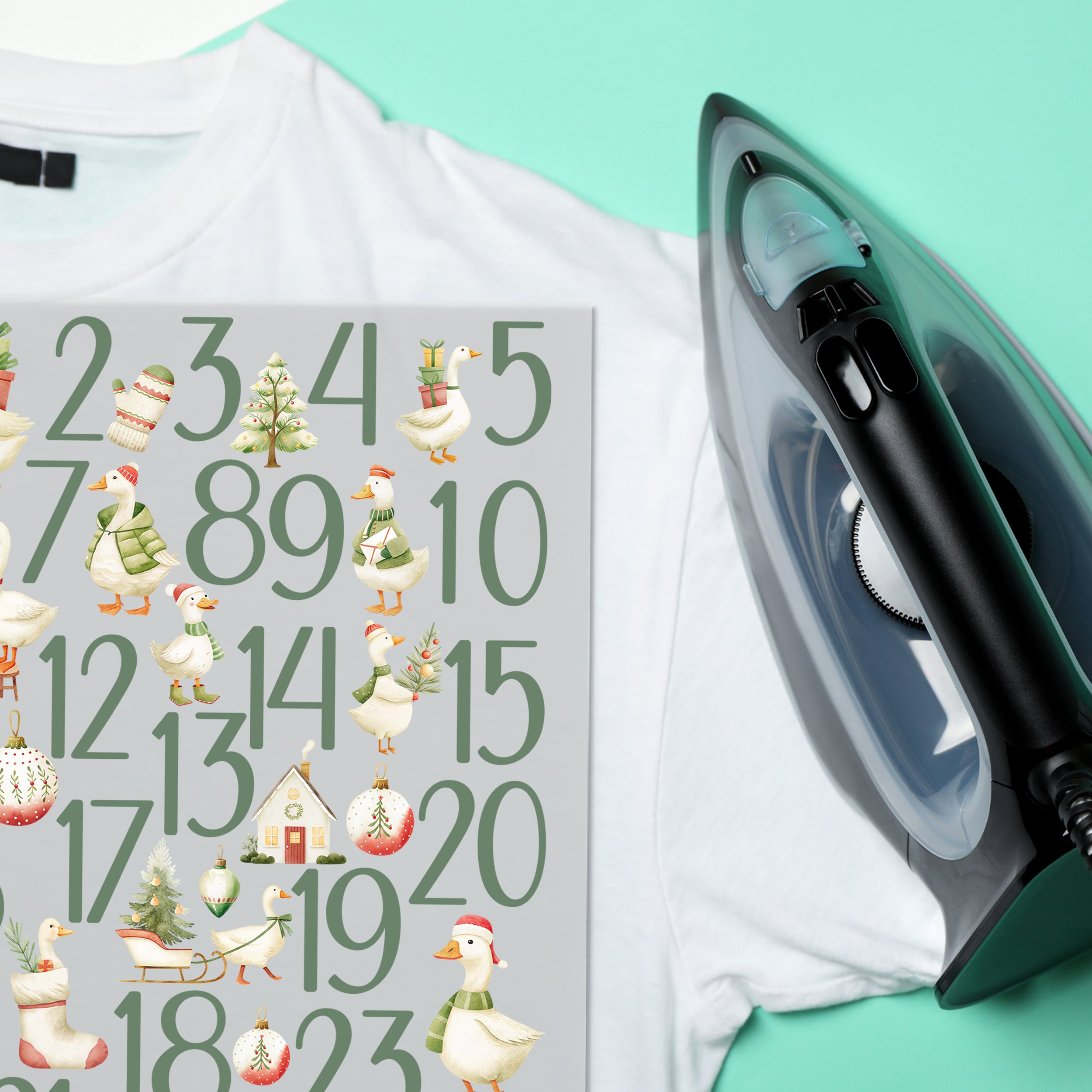 Bügelbilder für Adventskalender Weihnachtsgänse