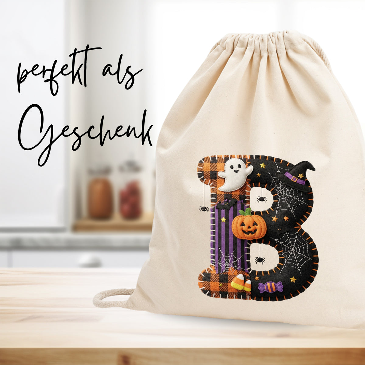 Turnbeutel Halloween Buchstabe B - Für schaurig schöne Abenteuer