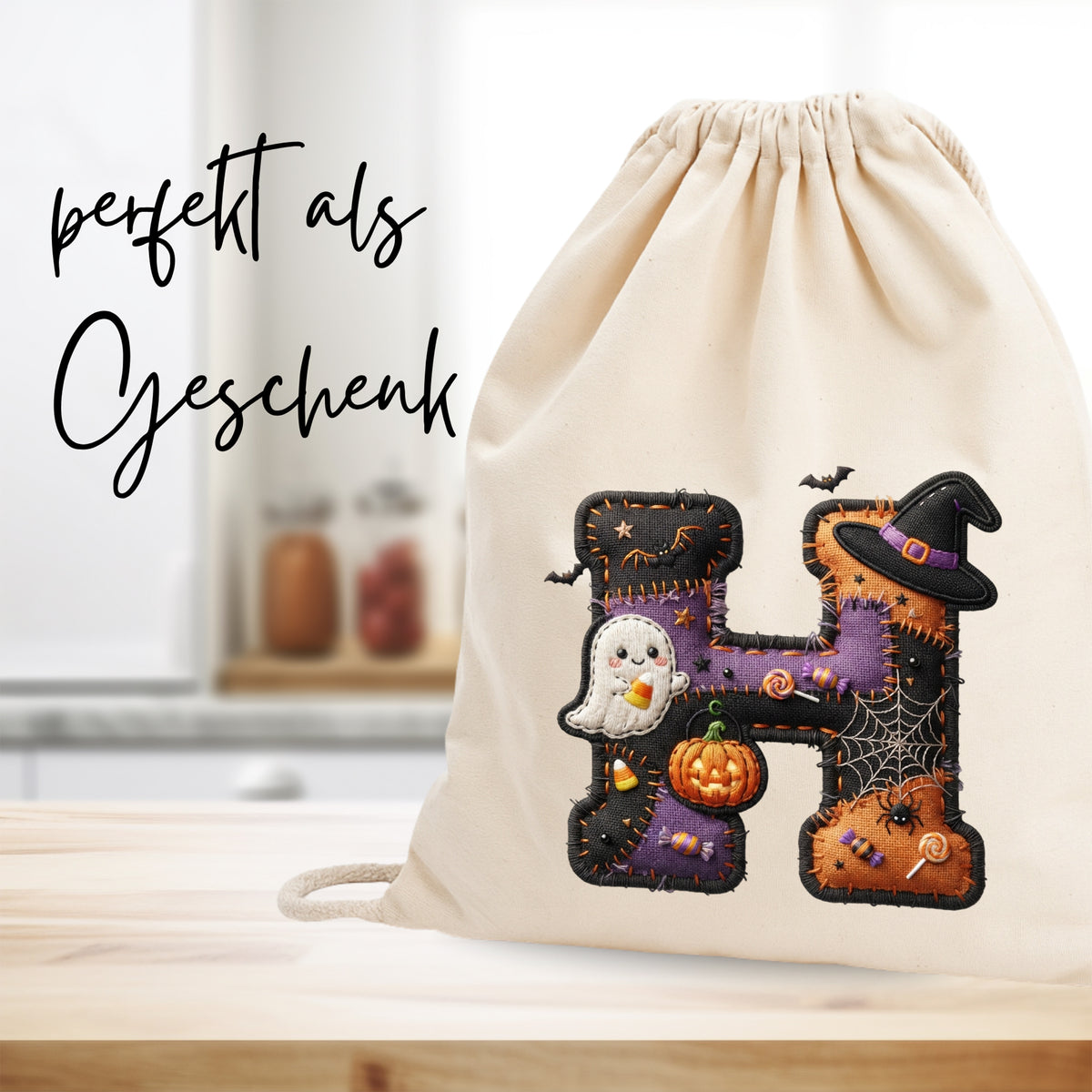 Turnbeutel Halloween Buchstabe H - Gruselige Freude für die Kleinen