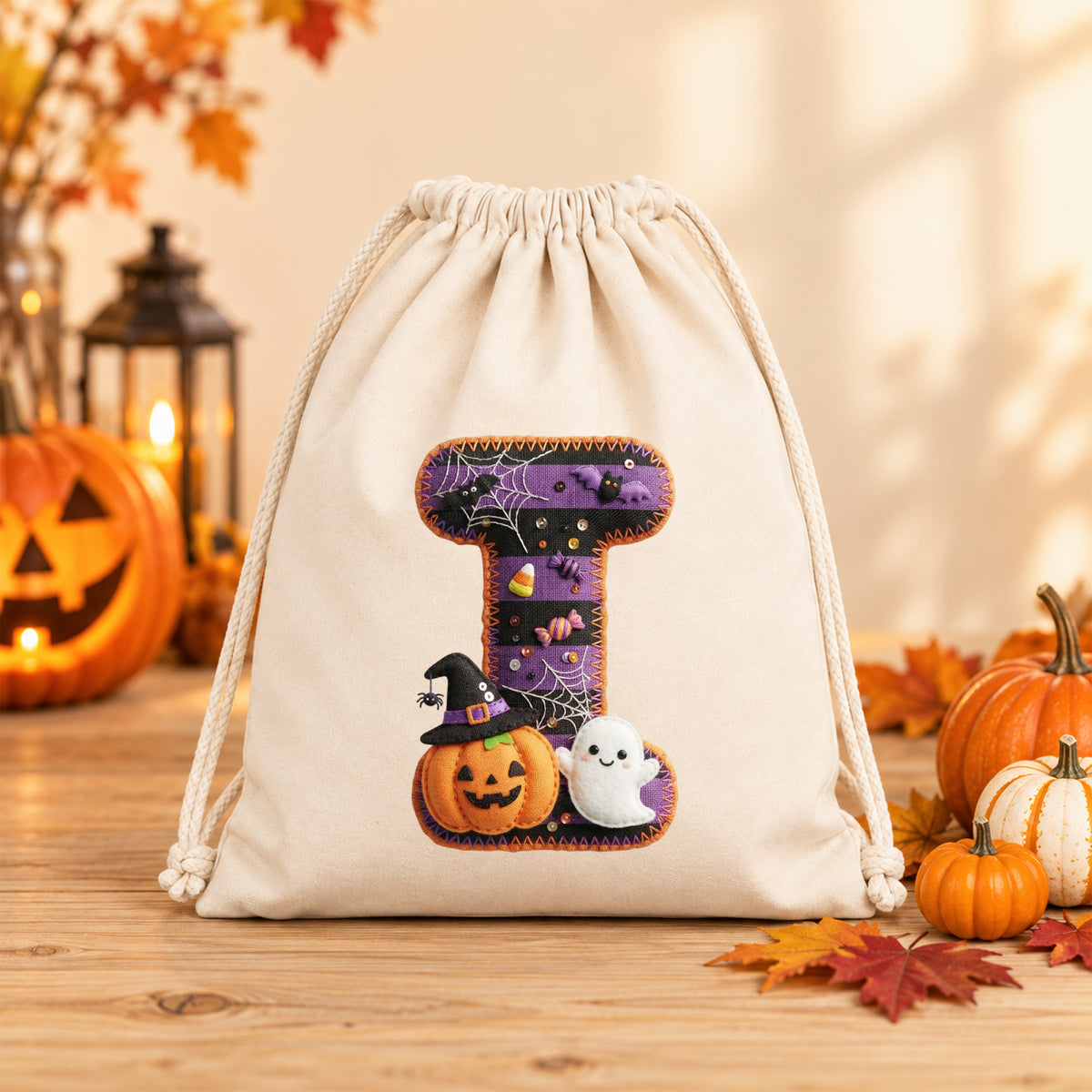 Turnbeutel Halloween Buchstabe I - Süßes Gruselfeeling für Kinder