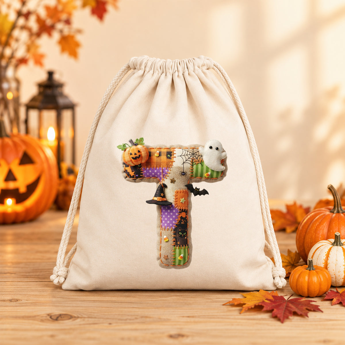 Turnbeutel Halloween Buchstabe T - Gruselige Freude für die Kleinen