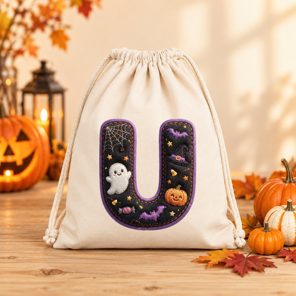 Turnbeutel Halloween Buchstabe U - Gruselige Freude für kleine Geister