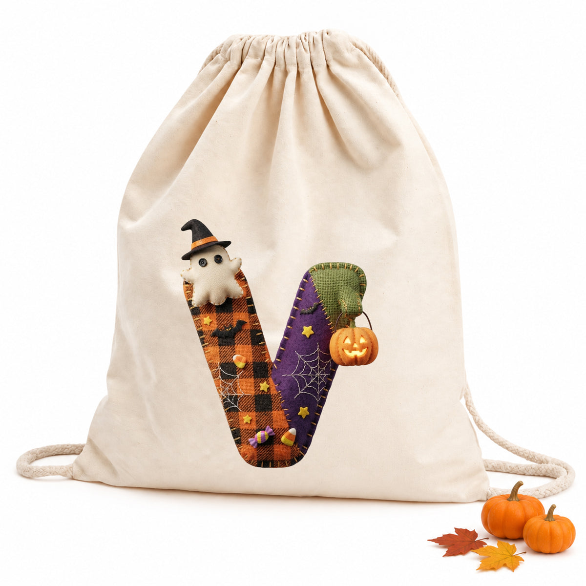 Turnbeutel Halloween Buchstabe V - Spooky Spaß für die Gruselnacht
