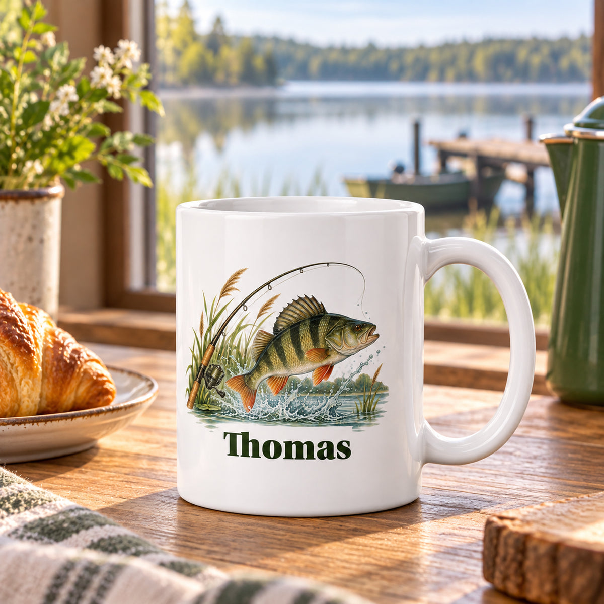 Angler-Tasse mit Namen – Petri Heil – Wohnambiente