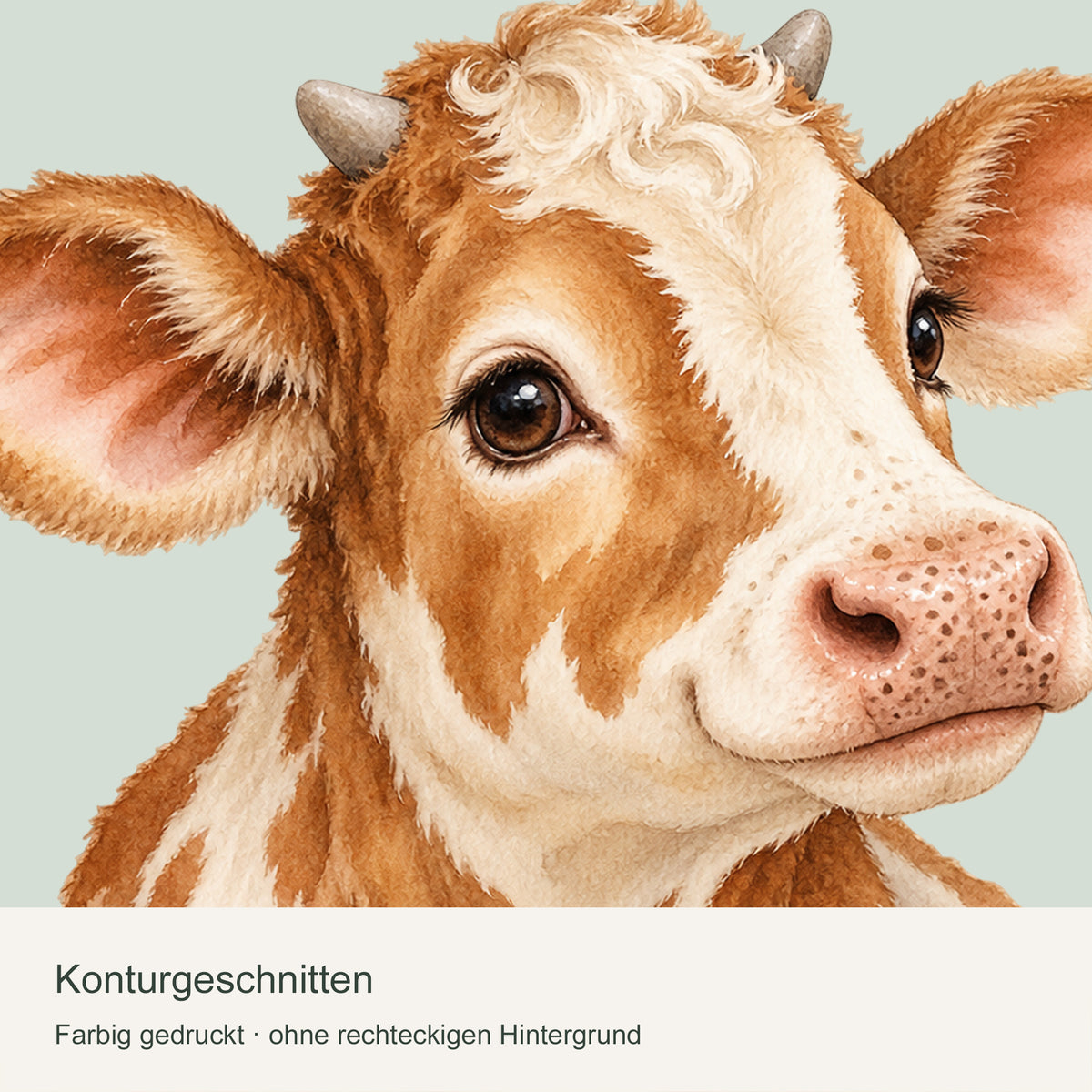 Wandtattoo Kuh in Aquarell – Fleckenkälbchen – Konturgeschnittenes Motiv