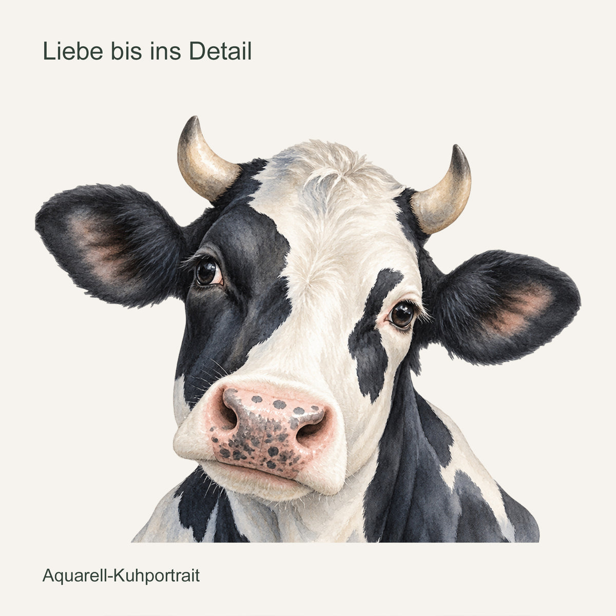 Wandtattoo Kuh in Aquarell – Schwarzbunte Kuh – Liebe bis ins Detail