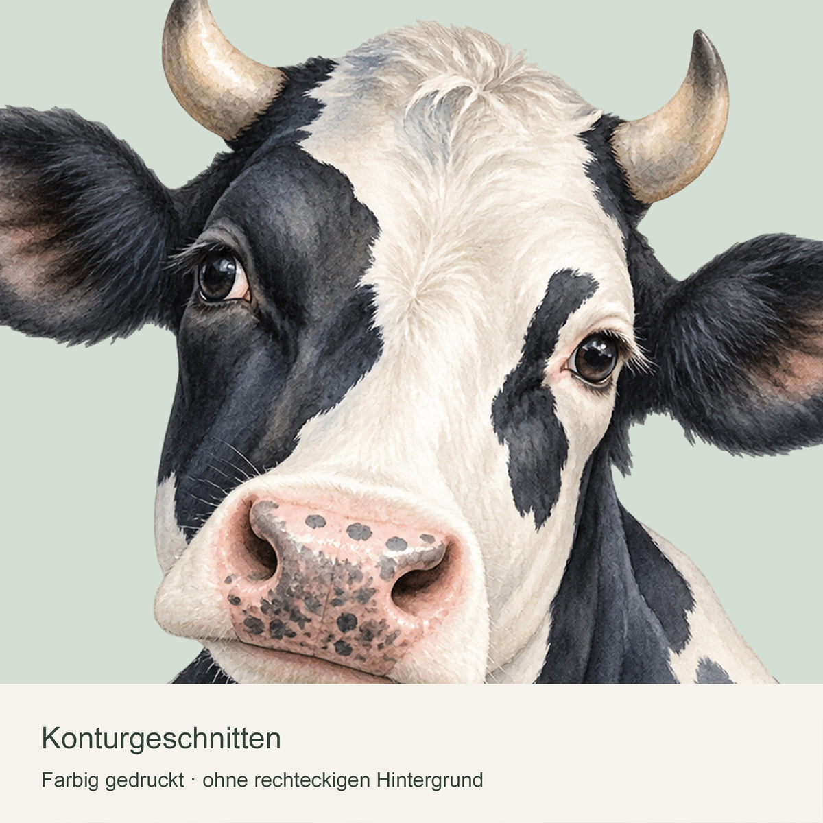 Wandtattoo Kuh in Aquarell – Schwarzbunte Kuh – Konturgeschnittenes Motiv