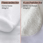 Fleece- und Kuscheldecke in Weiß, 350g/m² und 450g/m².