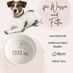 Keramiknapf für Wasser und Futter, 1000 ml, 18 cm.