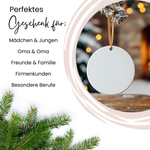 Weißer runder Anhänger, ideal als Geschenk für alle.