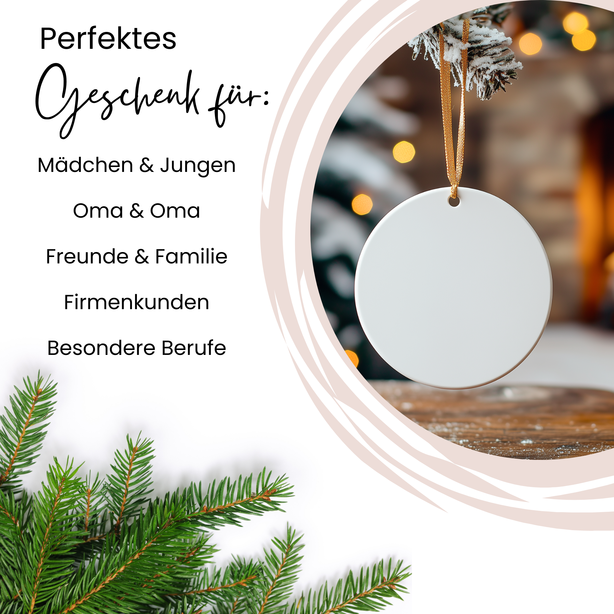 Weißer runder Anhänger, ideal als Geschenk für alle.