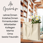 Beige Tasche mit Blumen, ideal als Geschenk für verschiedene Anlässe.
