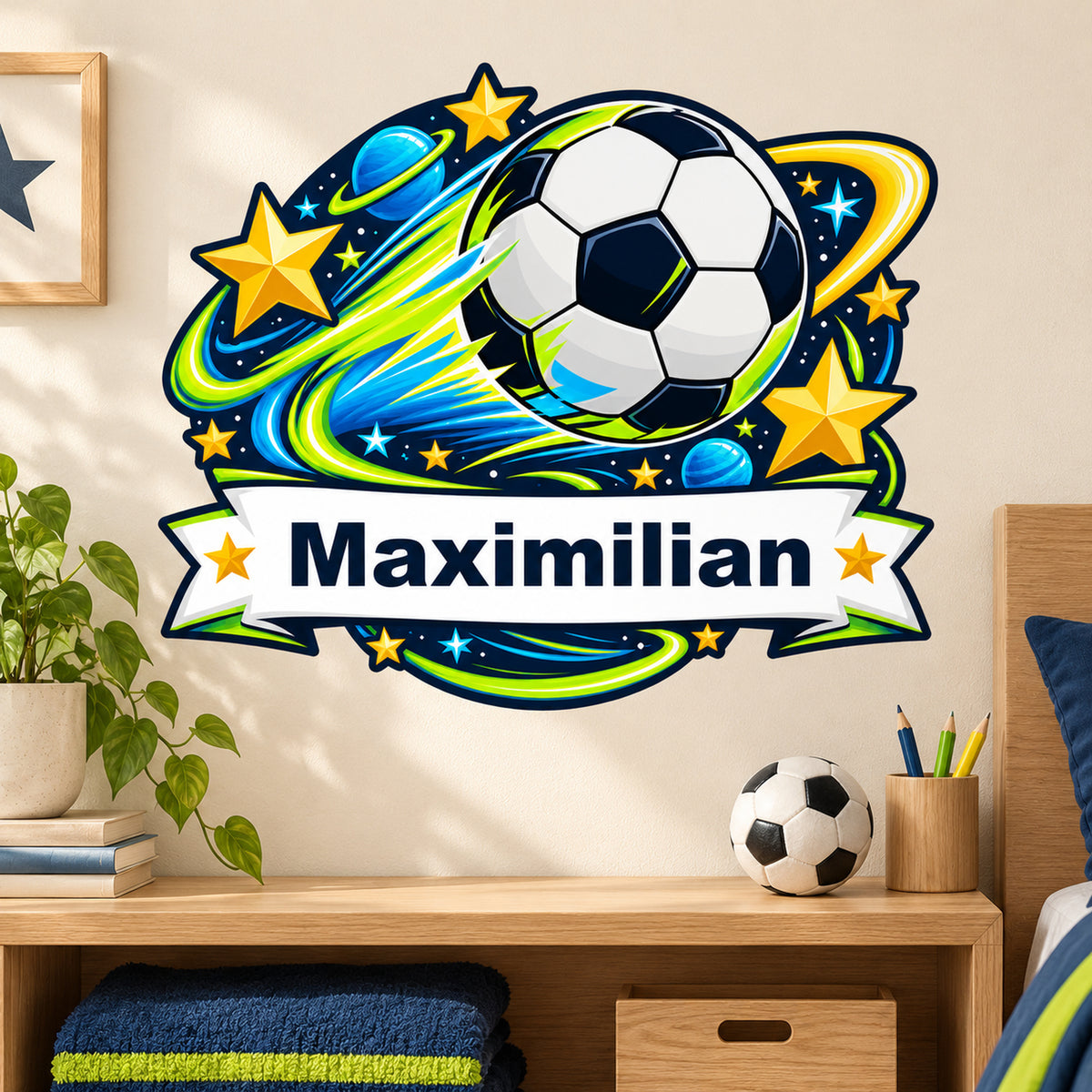 Fußball-Sticker Sternenkicker: Beispiel für die Dekoration im Kinderzimmer
