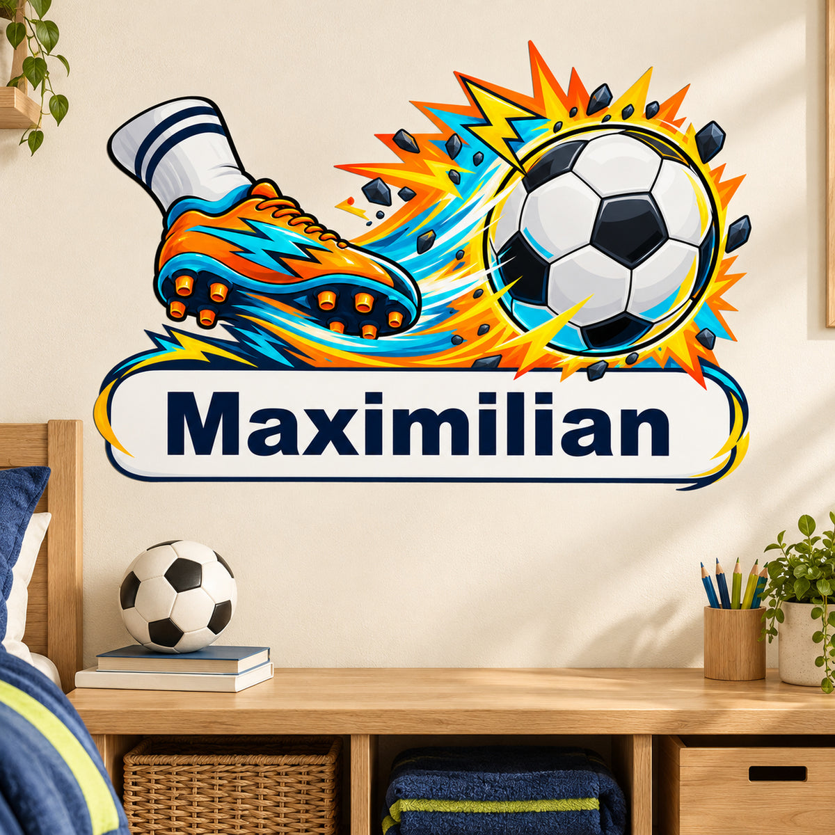Fußball-Sticker Power-Schuss: Beispiel für die Dekoration im Kinderzimmer