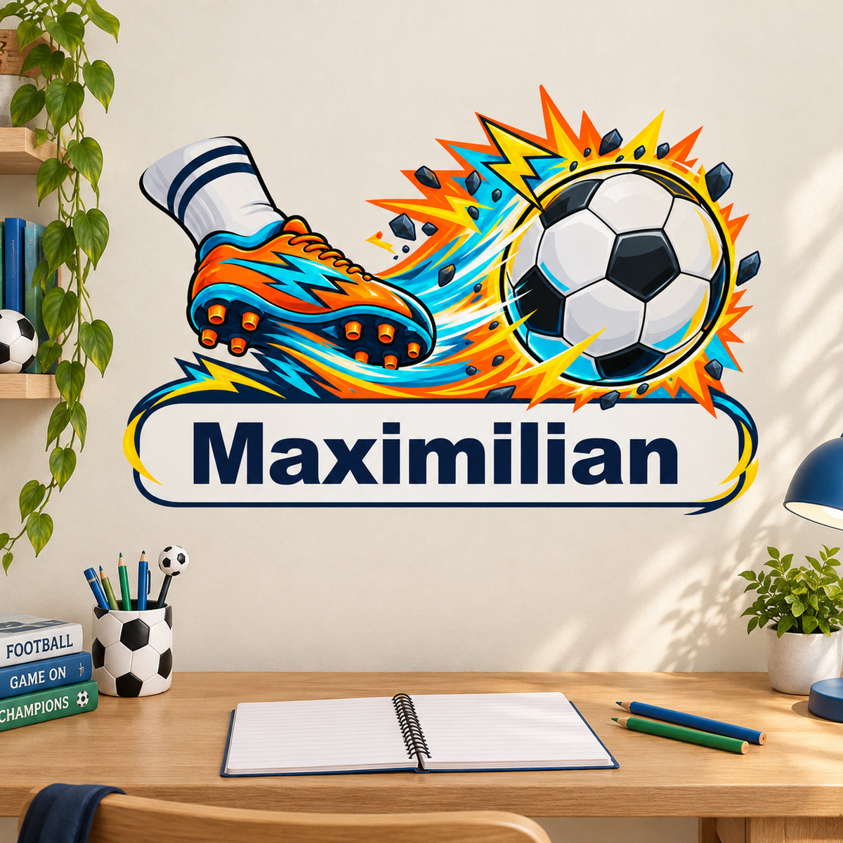 Fußball-Sticker Power-Schuss: Beispiel für die persönliche Kinderzimmerdekoration