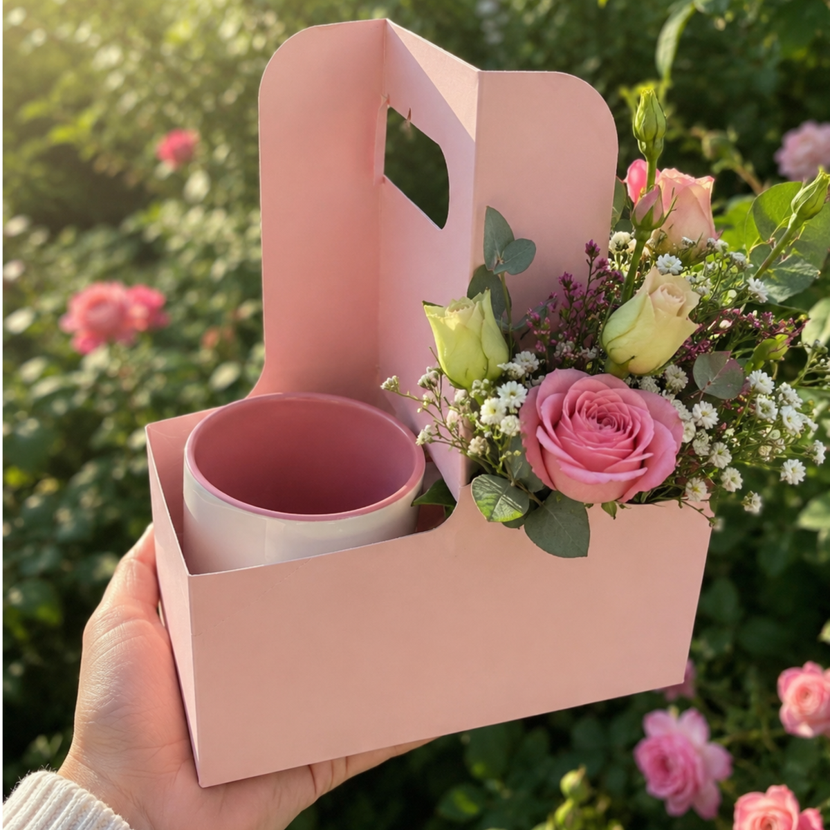 Tragebox Rosa für Blumen