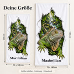 Handtuch mit Leguan und Wunschname in 50 × 100 und 70 × 140 cm