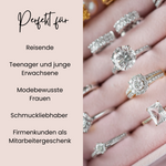 Schmuckringe mit klaren Steinen und eleganten Designs.