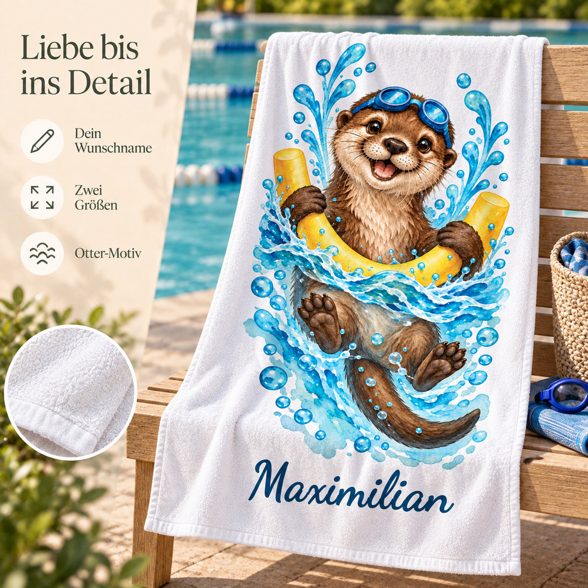 Otter Handtuch mit Wunschnamen – Details