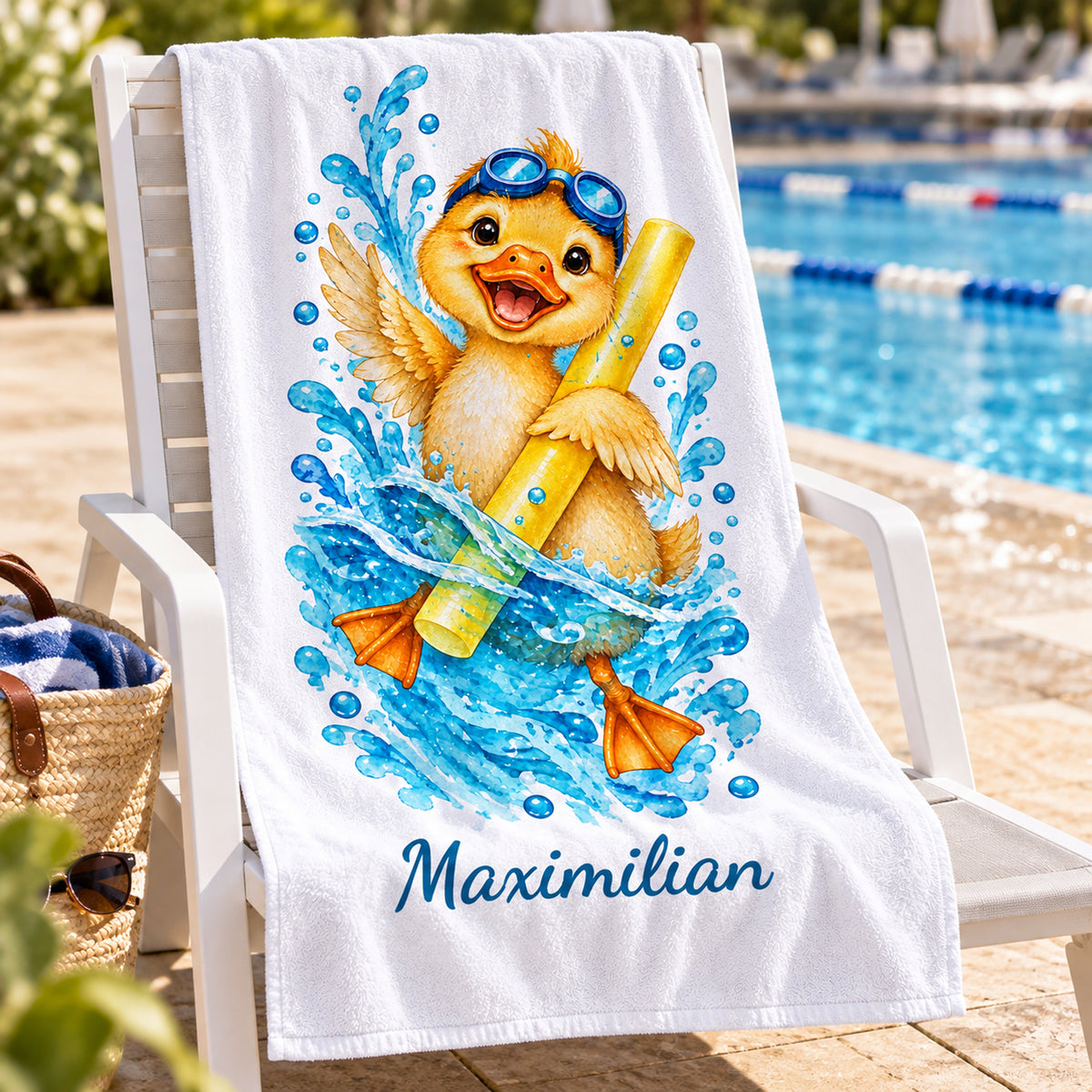 Ente Handtuch mit Wunschnamen – Schwimmbad