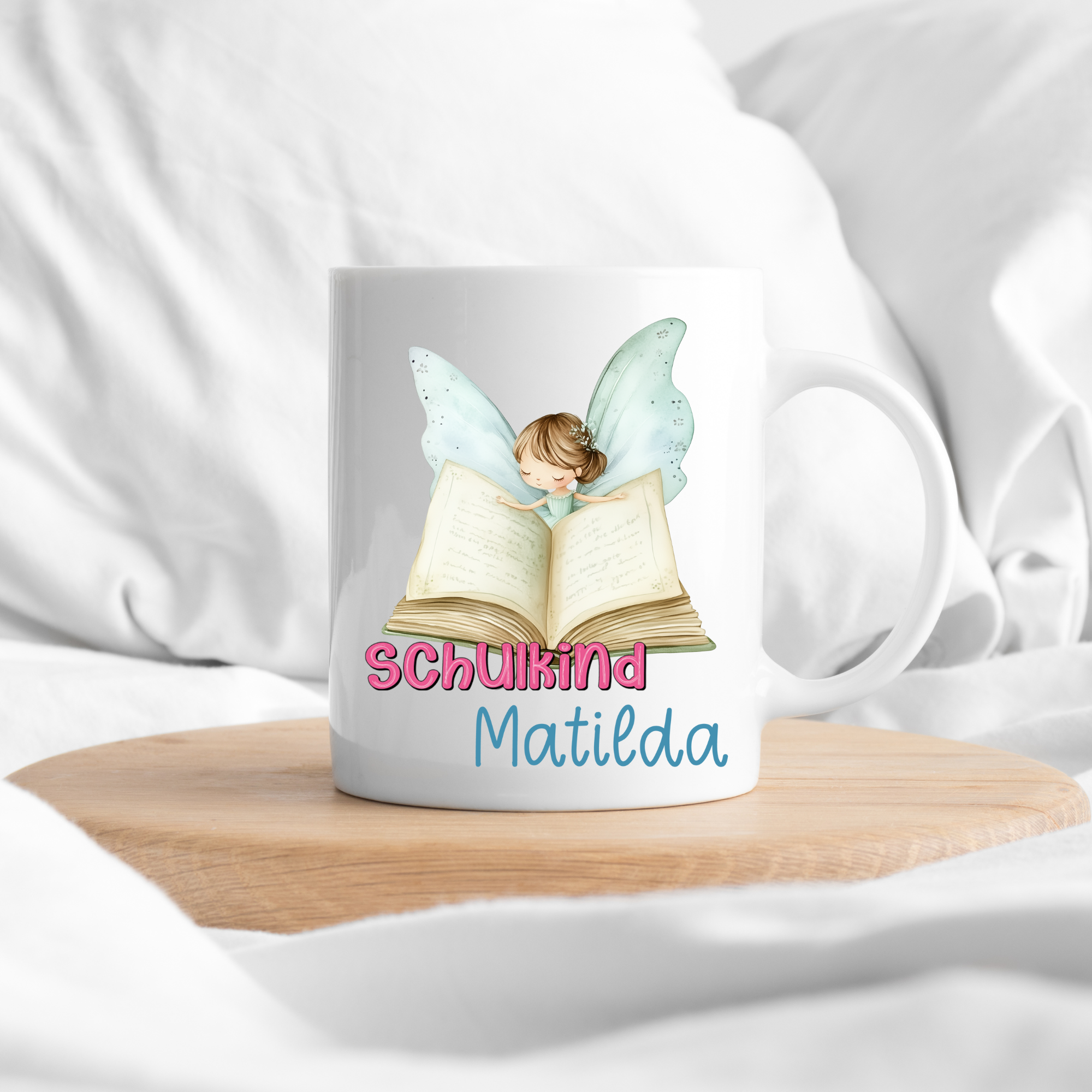 Tasse mit Feen-Motiv und dem Namen Matilda.