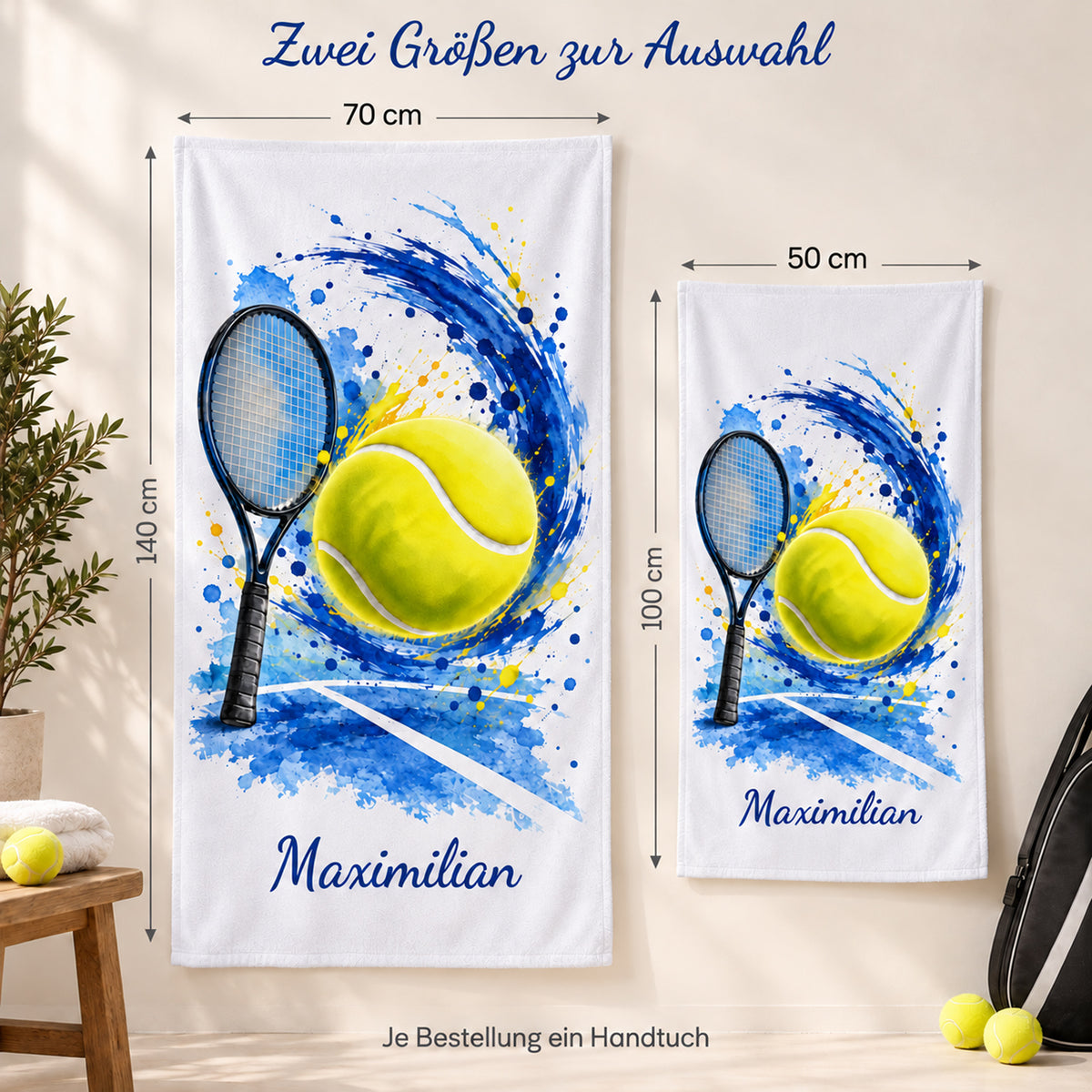 Personalisiertes Tennis-Handtuch Ball – Ansicht 3