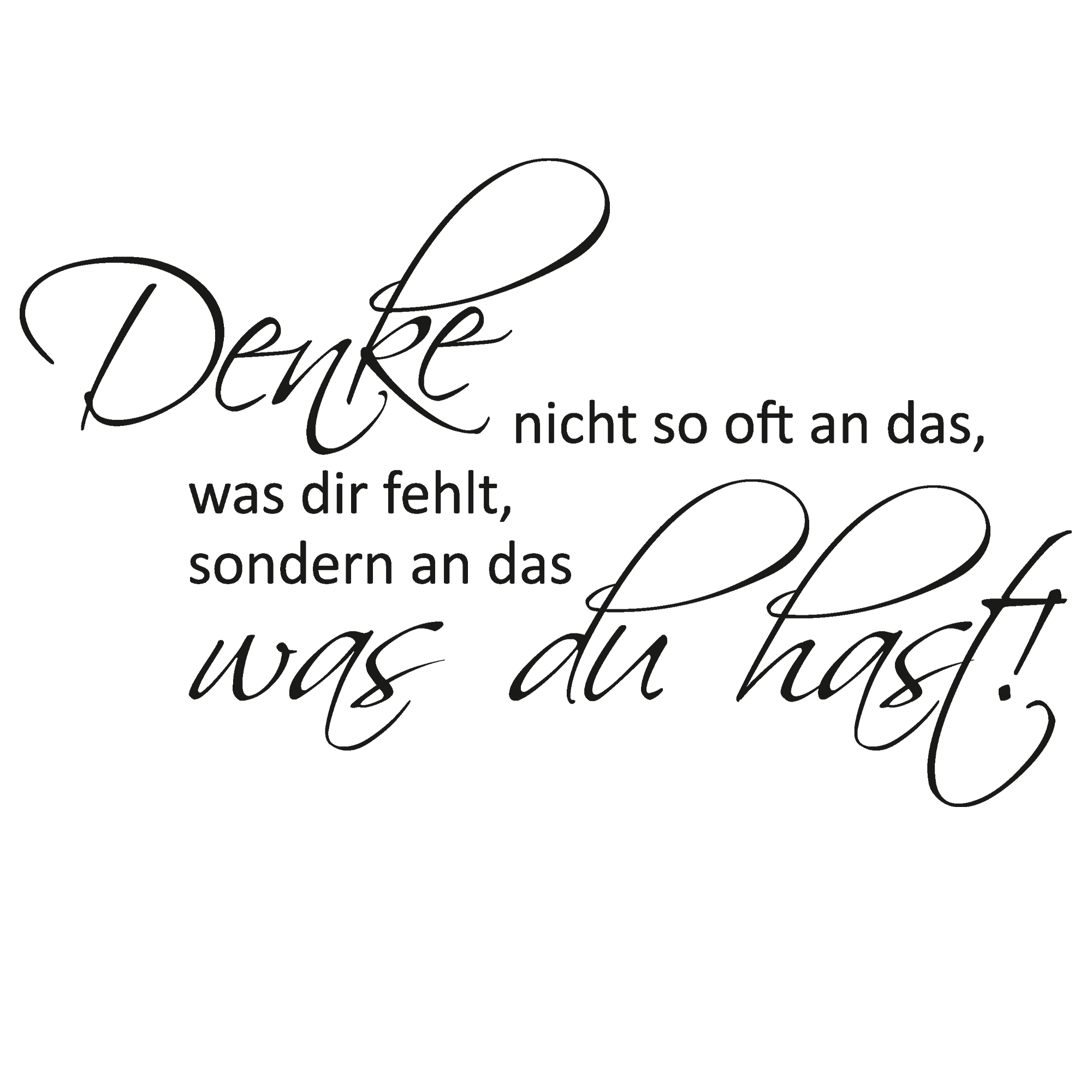 Wandtattoo Schwarzer Schriftzug mit inspirierendem Spruch auf weißem Hintergrund.