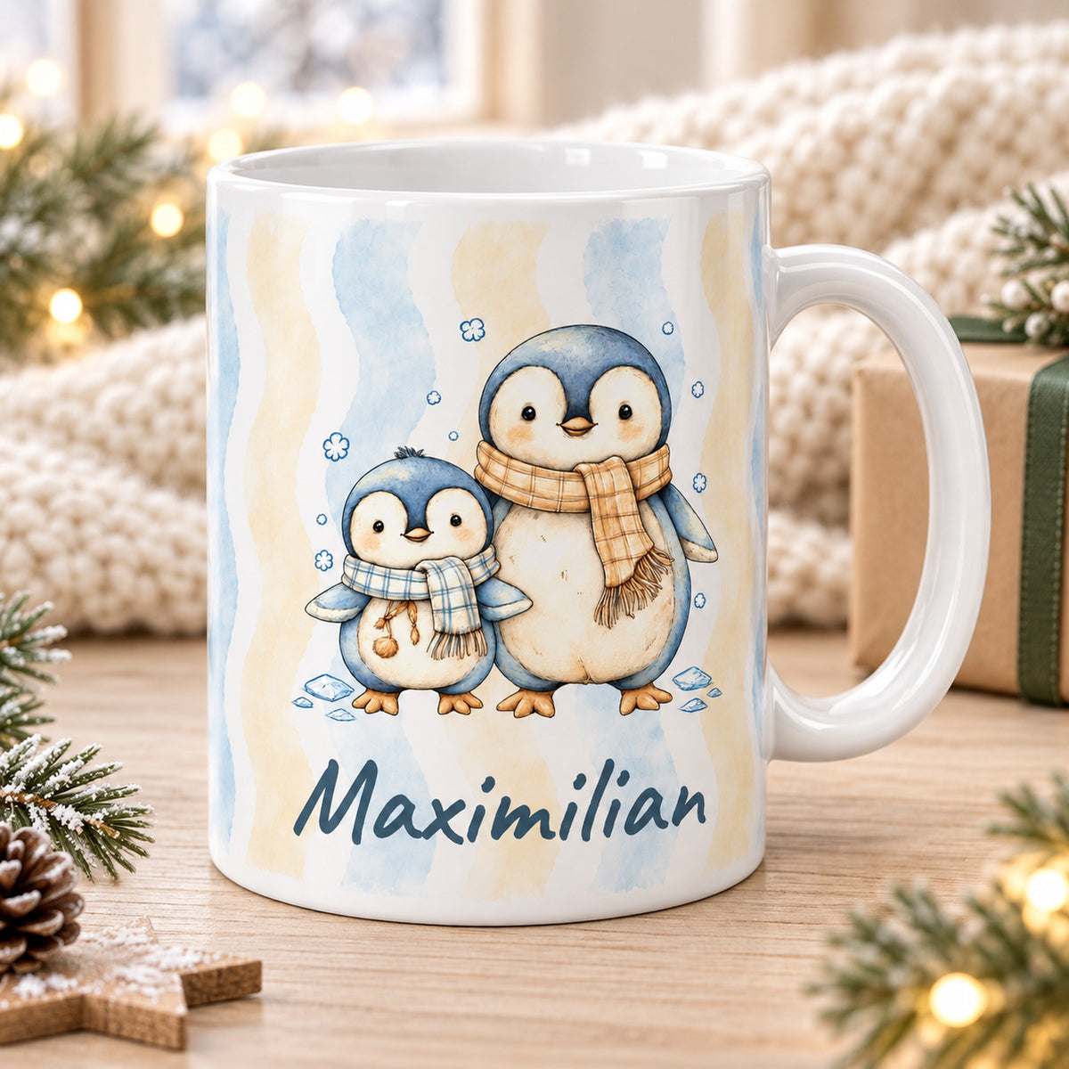Tasse Pinguine mit Wunschname Maximilian – lifestyle